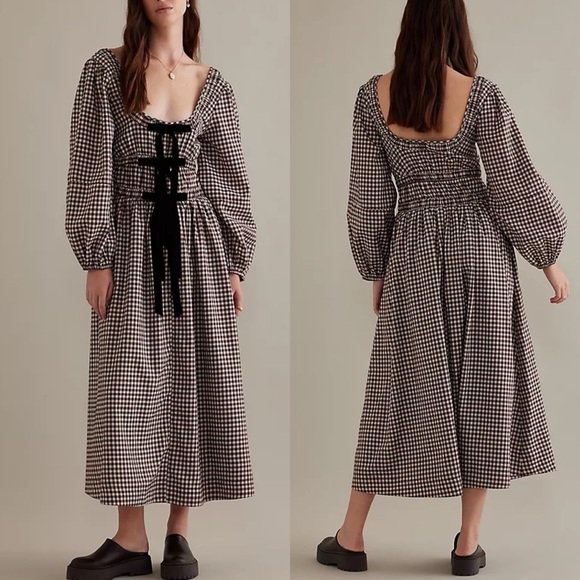 Anthropologie Dresses & Skirts - Damson Madder Dakota Gingham Puff-Sleeve Maxi Dress